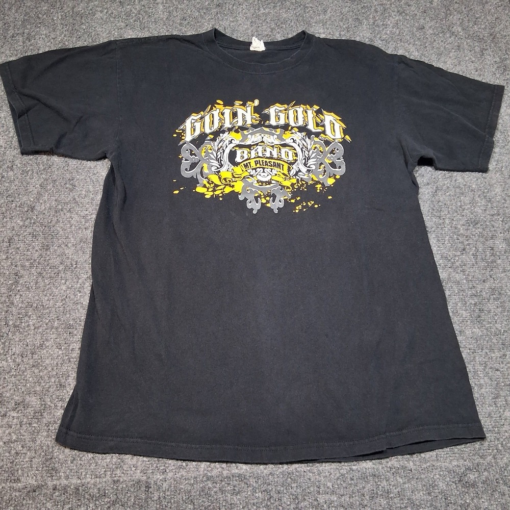 Anvil Mens Goin Gold Mt. Pleasant Band Mom Graphic T-Shirt Black Large L